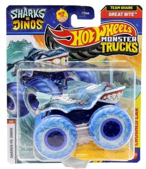 Hot Wheels Sharks vs Dinos 1:64 monster truck design ideal for imaginative play and display