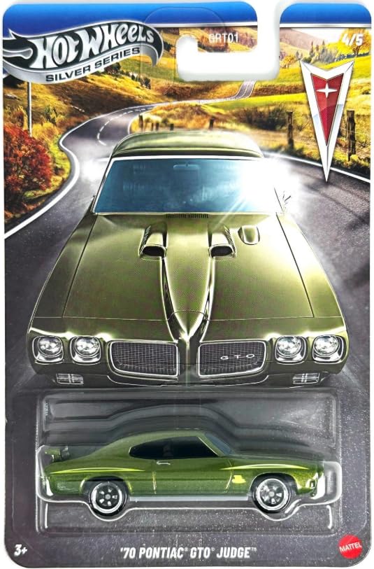 Hot Wheels Silver Series 1970 Pontiac GTO Judge in green, ideal for display and collection.