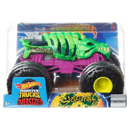Hot Wheels Skelesaurus 2024 monster truck with skeletal design for thrilling play and display.