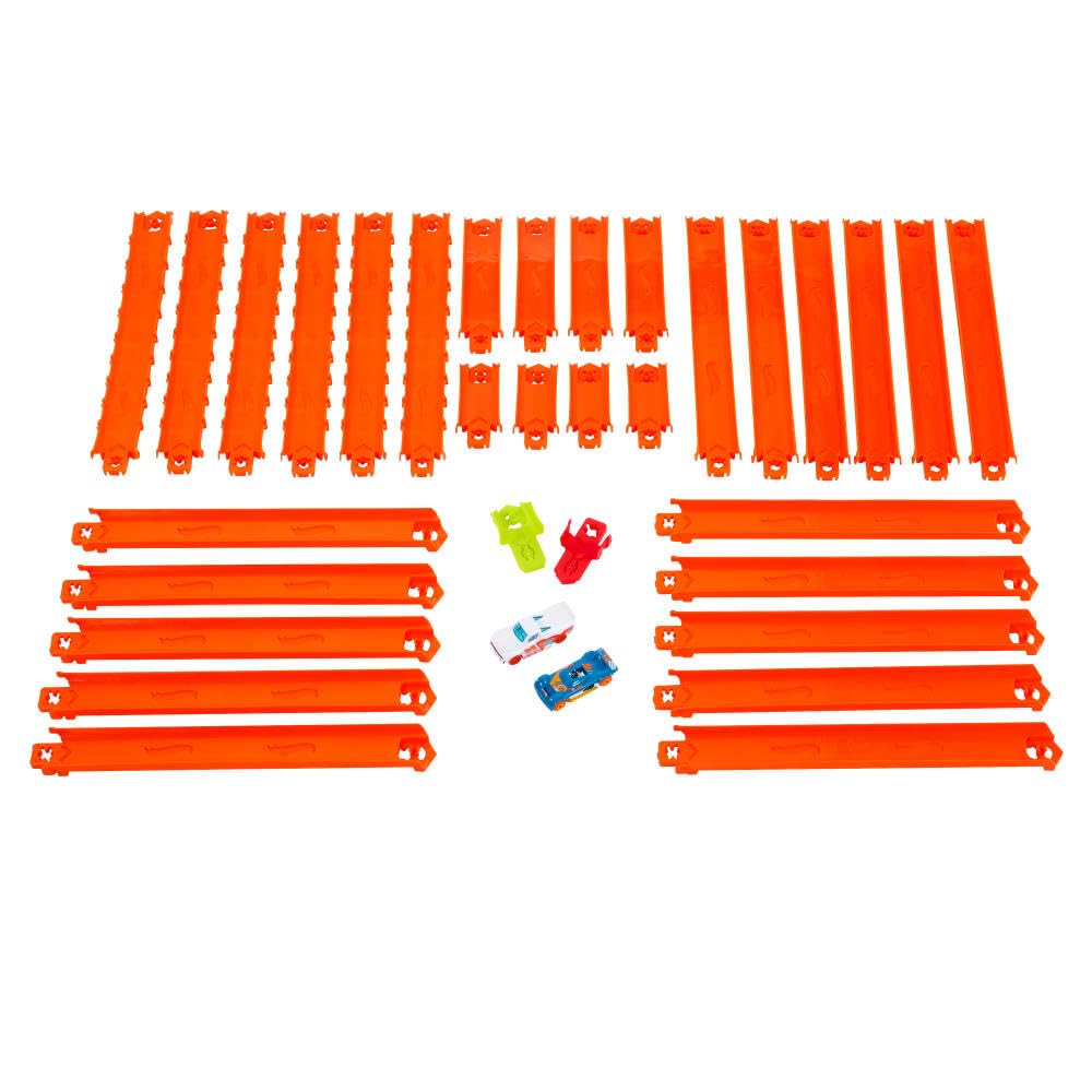 Hot Wheels Speed Snap Track 25 feet highlights variety of straight sections for custom builds