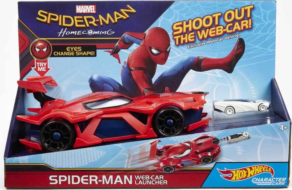 Hot Wheels Spider-Man 1:64 scale character car for collectors and fans.