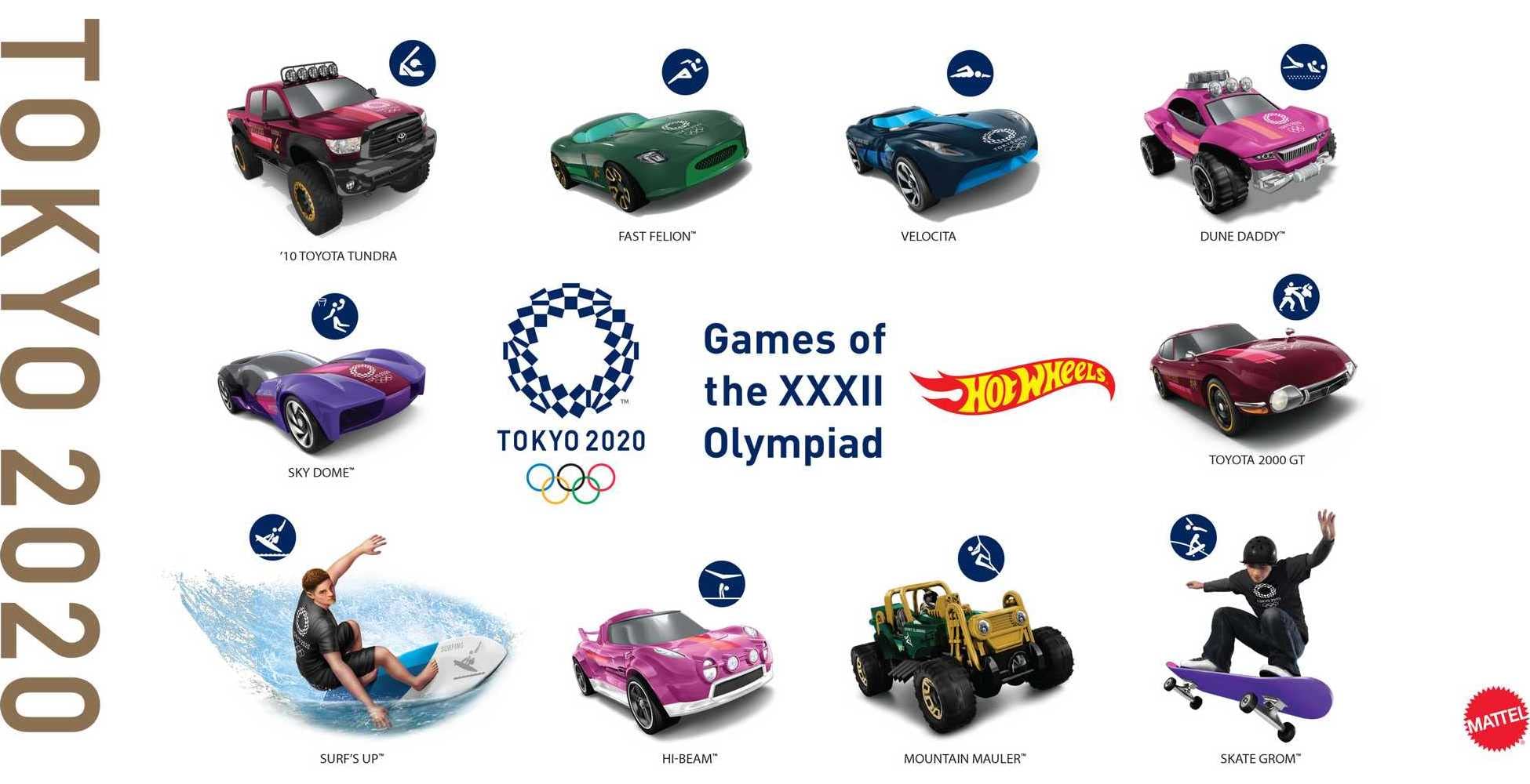 Hot Wheels sport themed cars showcase Track and Field, Gymnastics, Basketball, Swimming and Volleyball