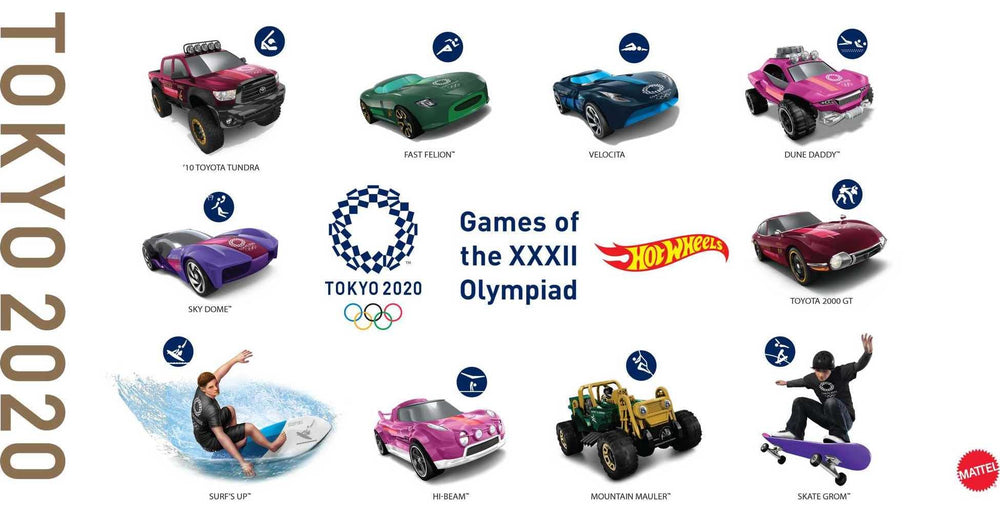 Hot Wheels sport themed cars showcase Track and Field, Gymnastics, Basketball, Swimming and Volleyball