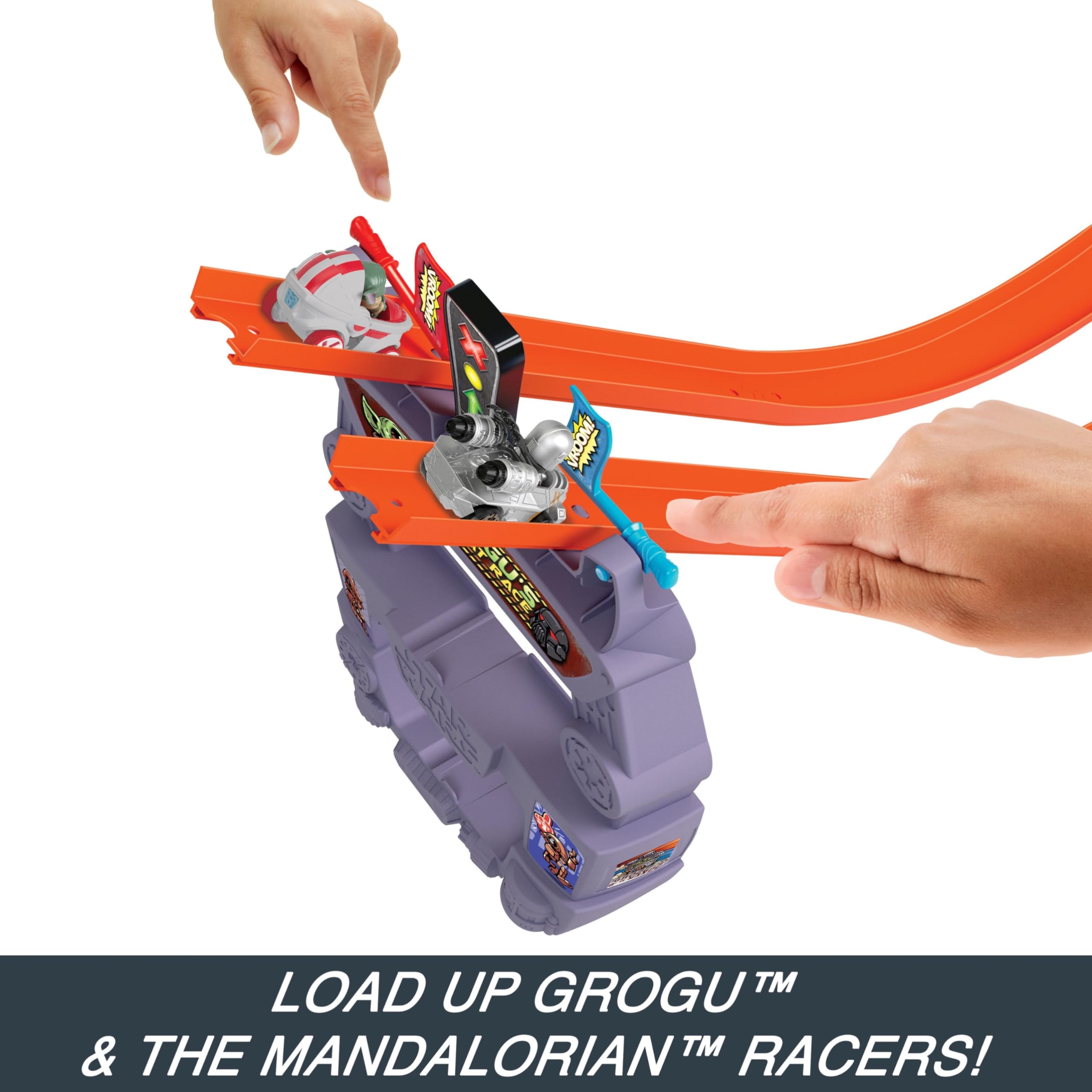 Hot Wheels Star Wars RacerVerse Grogu die-cast car designed for track action.