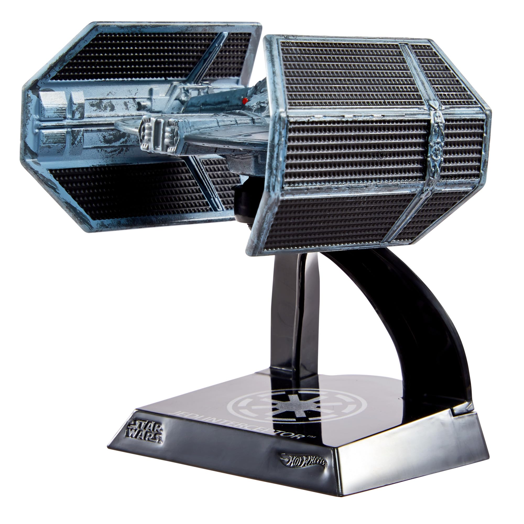 Hot Wheels Darth Vader's TIE Advanced ready for display shelves and dioramas.