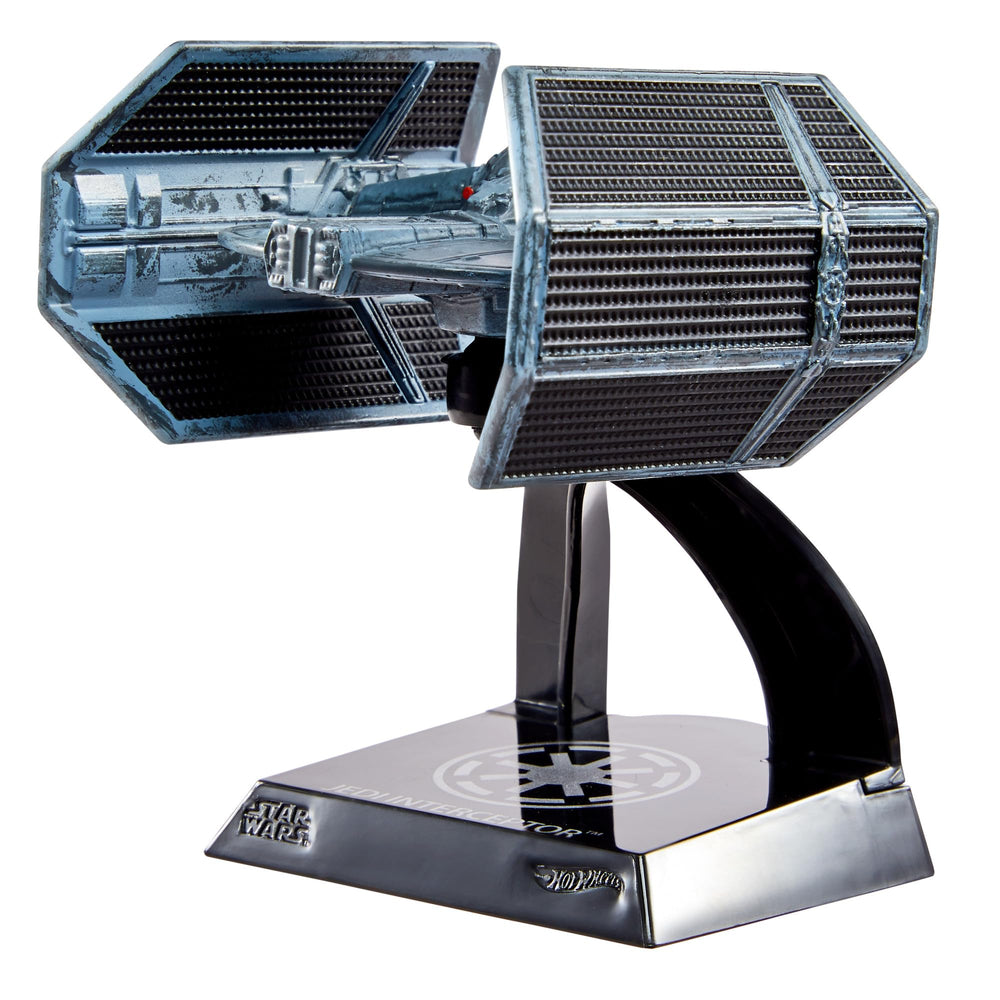 Hot Wheels Darth Vader's TIE Advanced ready for display shelves and dioramas.