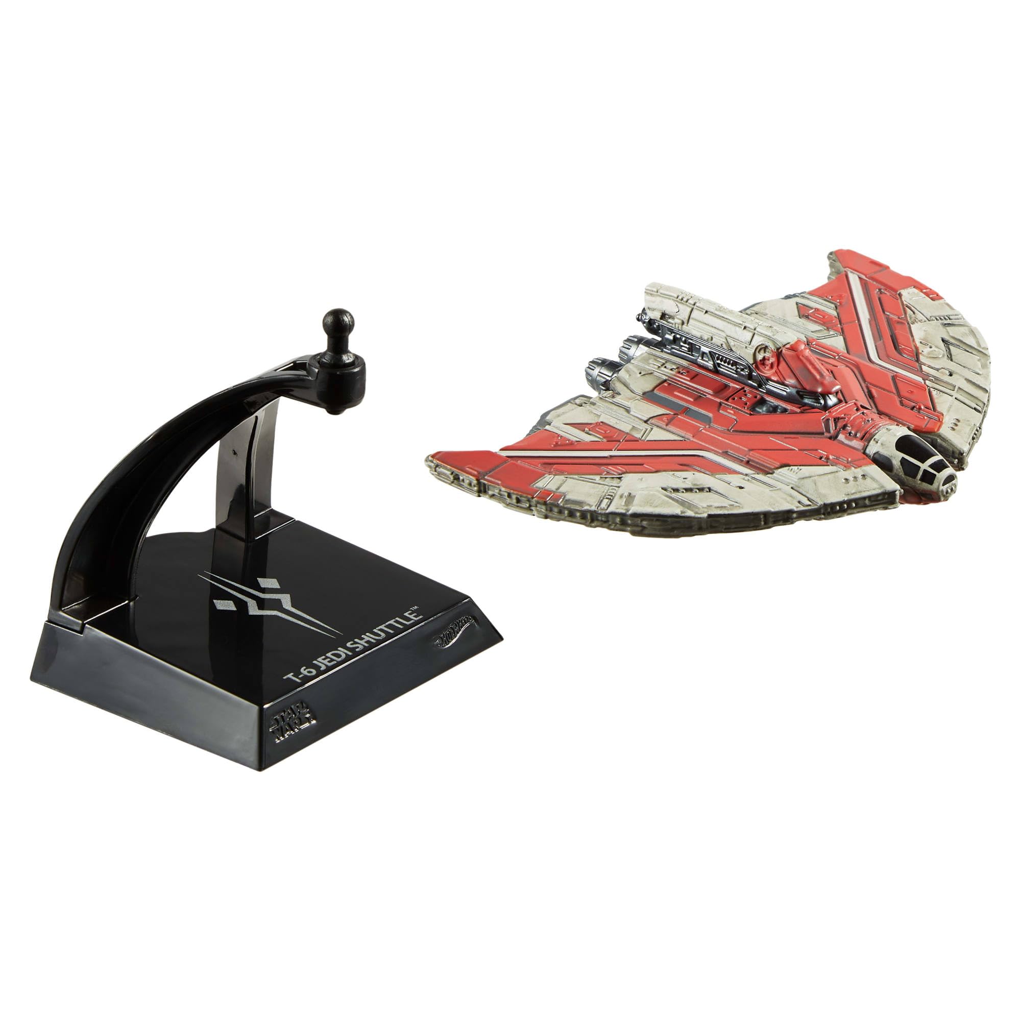 Hot Wheels Star Wars T-6 Jedi Shuttle moveable parts enhance realism.