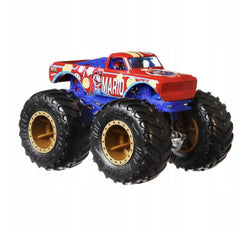 Hot Wheels Super Mario Monster Trucks Series truck side view shows bold decals and collector appeal.