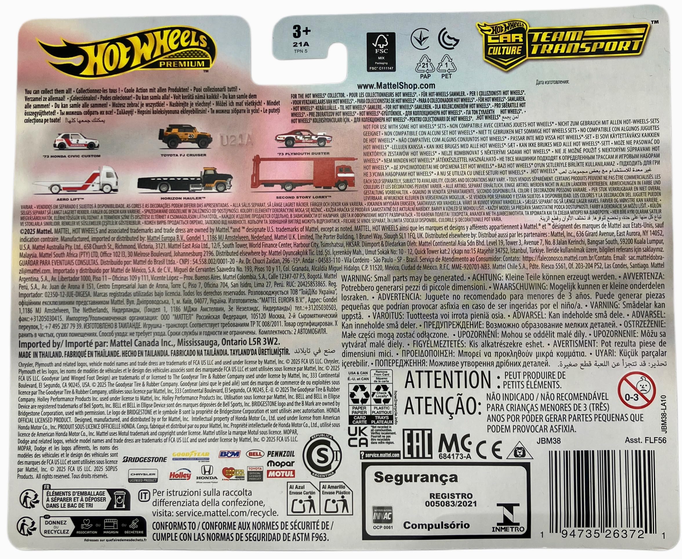 Hot Wheels Team Transport 73 Plymouth Duster in collectible display pose.