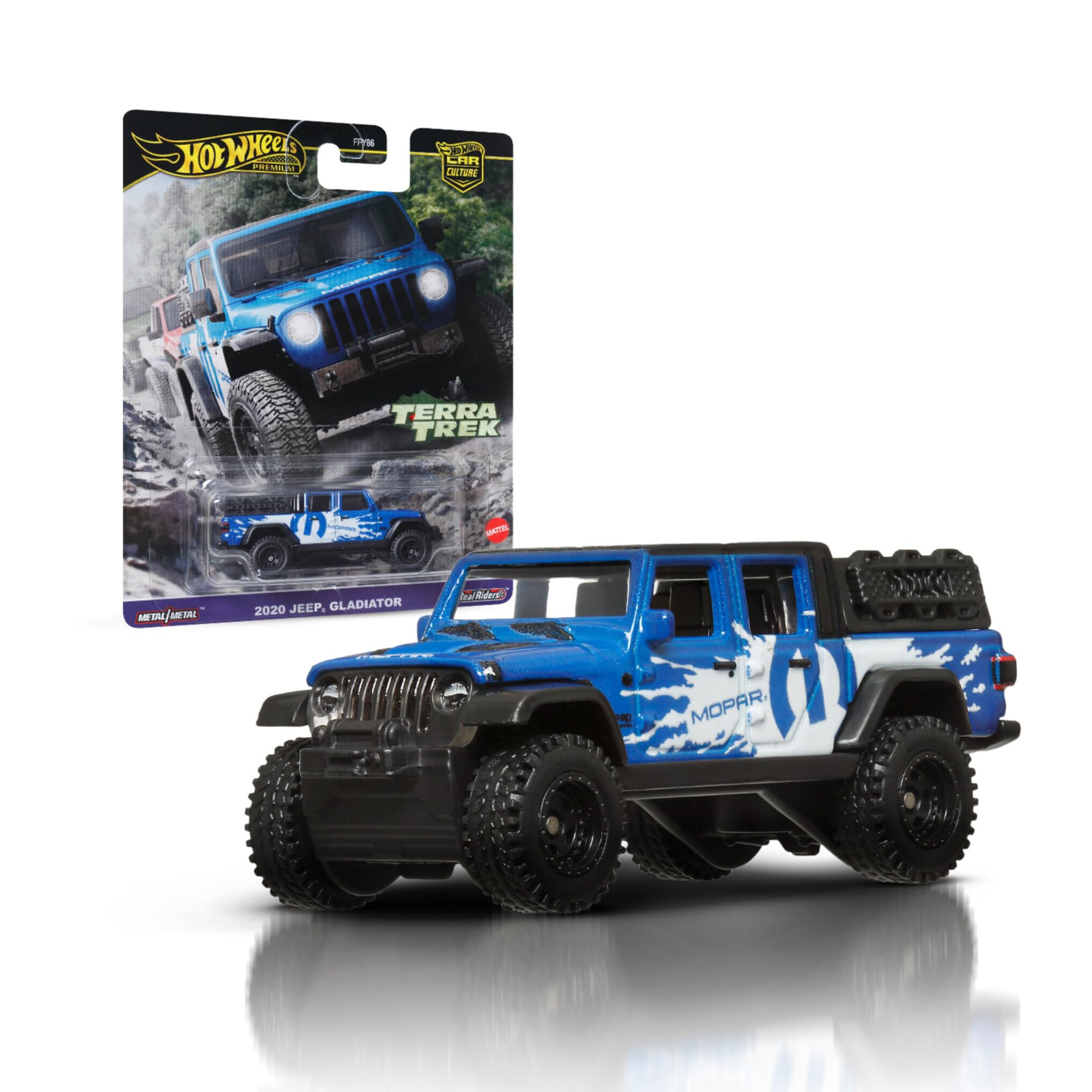 Hot Wheels Terra Trek Jeep Gladiator top view highlights detailed body for display
