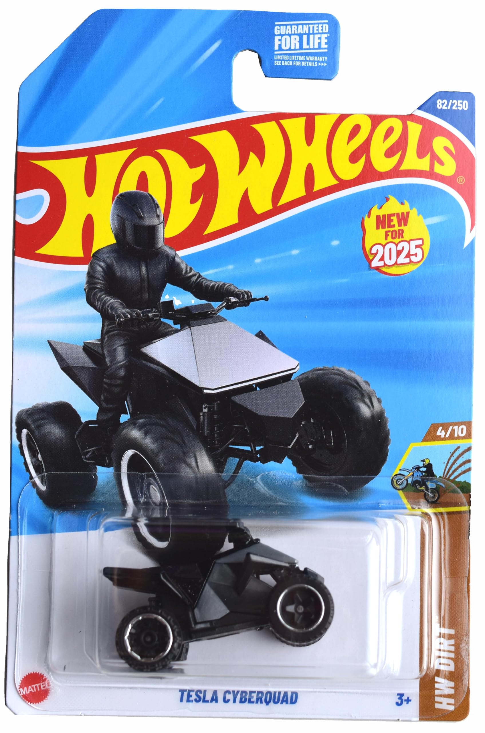 Hot Wheels Tesla Cyberquad die-cast 1:64 scale, black and silver finish for display and collection