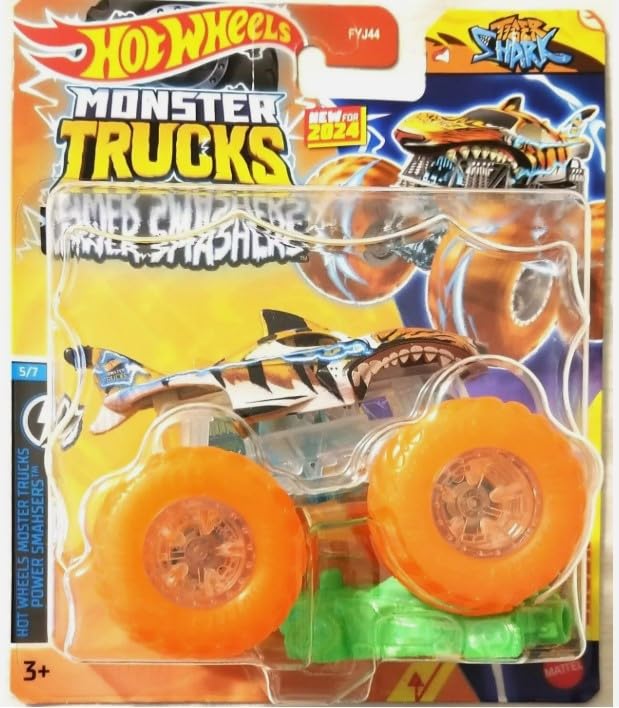 Hot Wheels Tiger Shark Power Smash 1:64 monster truck for epic obstacle-crushing play