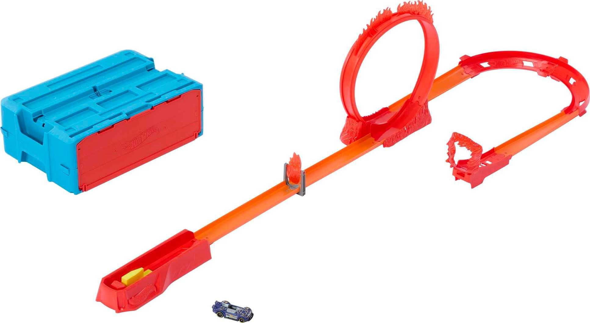 Hot Wheels Track Builder Storage Box keeps parts neatly stowed.