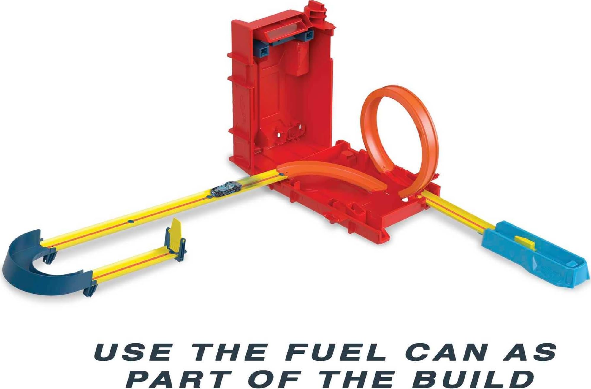 Curved and straight track pieces build unique Hot Wheels courses