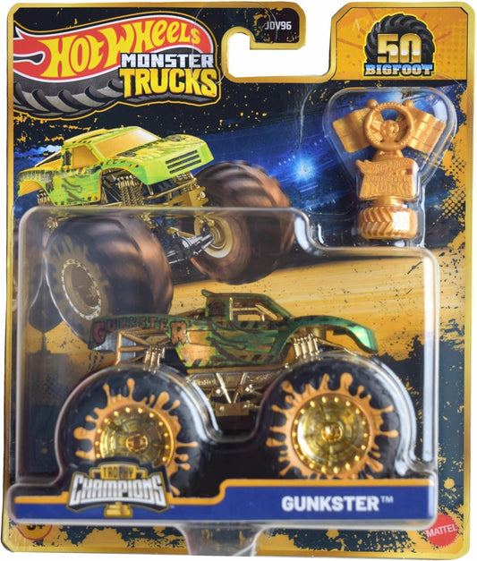 Hot Wheels Trophy Champions Gold Chrome Bigfoot Bone Shaker 1:64 for display and collection