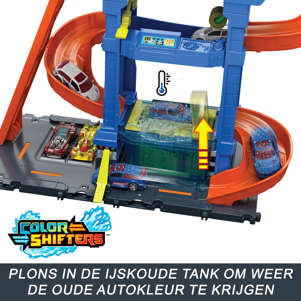 Hot Wheels Tunl Twist Car Wash icy dunk resets deco with cold water