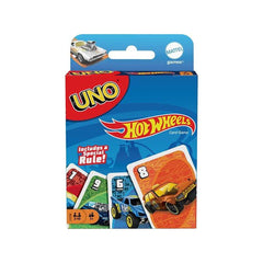 Hot Wheels UNO pack-front image with vibrant car graphics for family game nights.