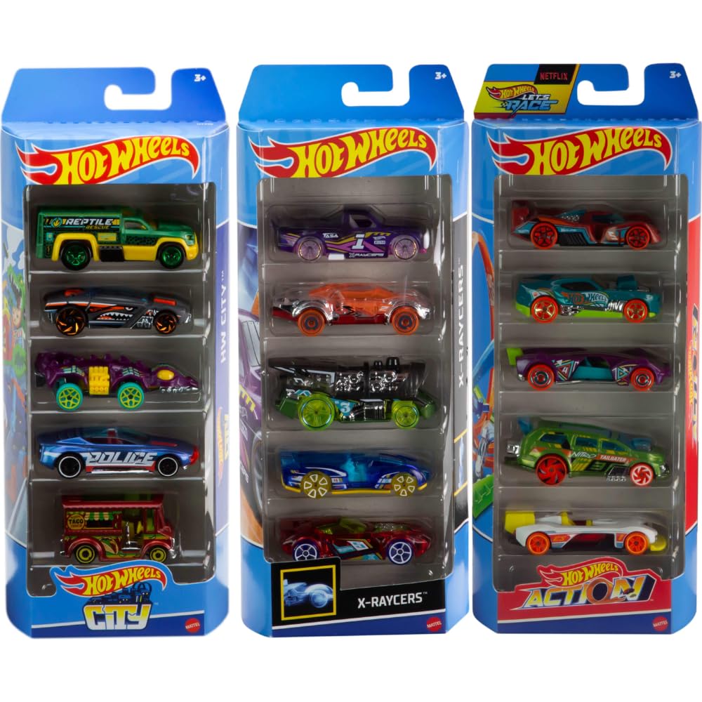 Hot Wheels X-Raycers pack with translucent bodies for dramatic on-track visibility