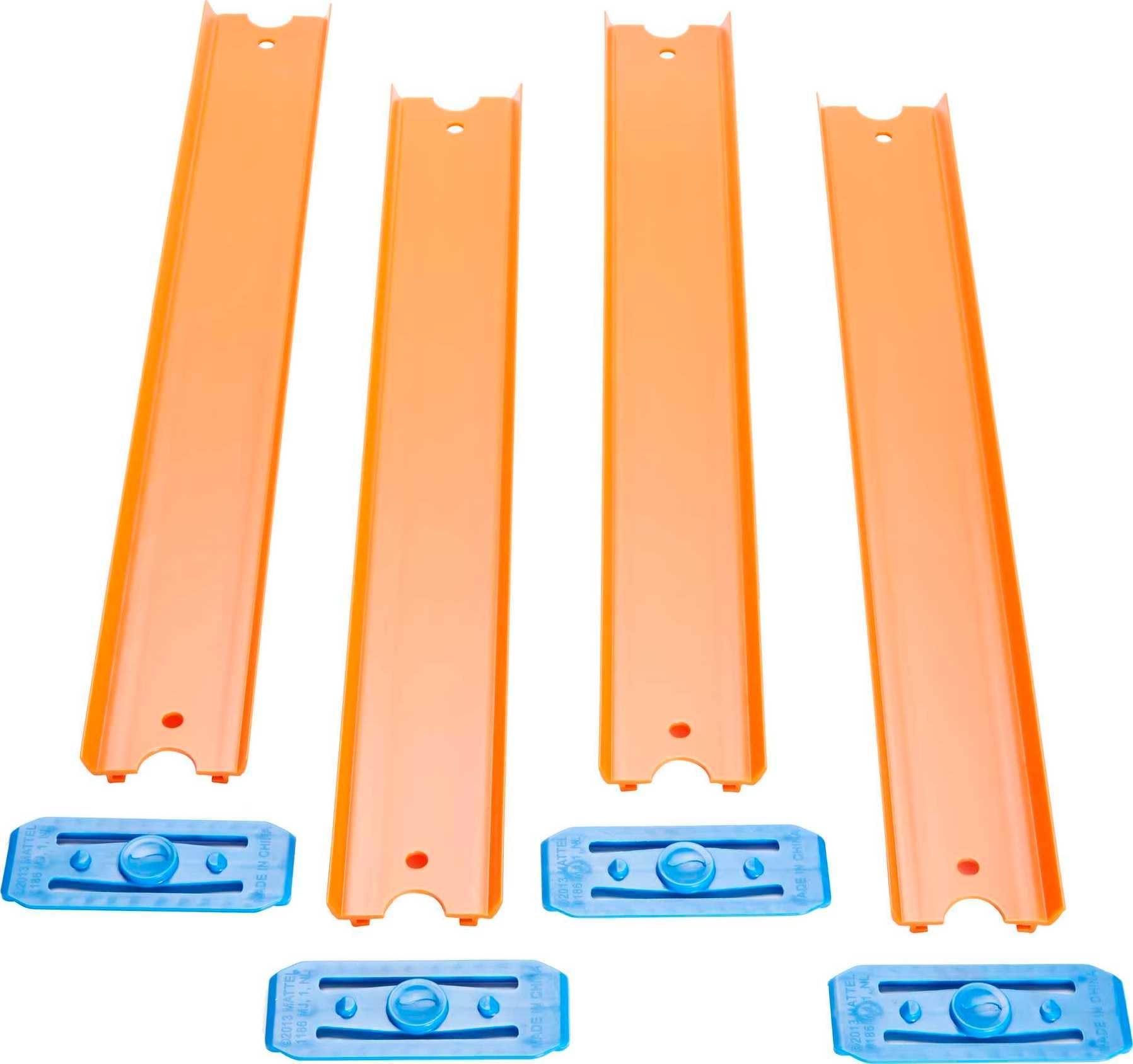 Hot Wheels yellow-orange stripe track boosts visibility for layouts.