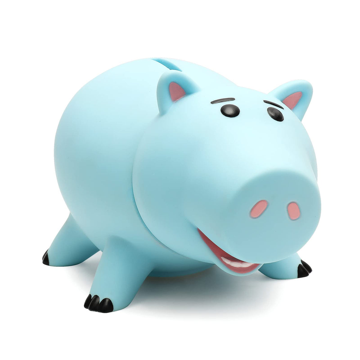 HOTFUN Hamm piggy bank blue front view encouraging kids to save