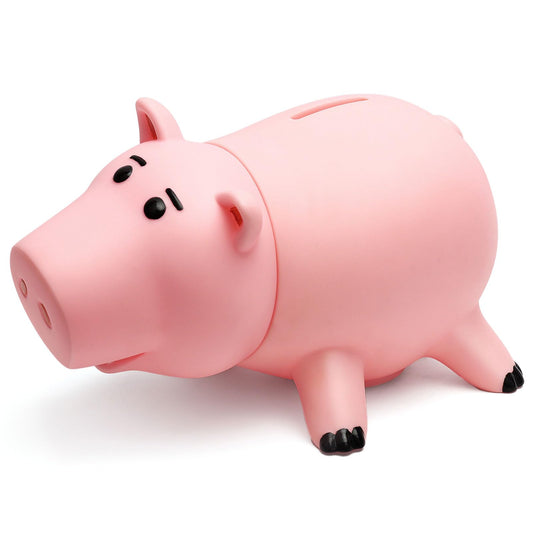 HOTFUN pink piggy bank in durable plastic ideal for active kids.