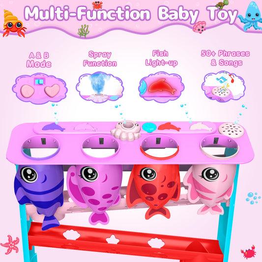 HOTHOM LENRAM Ball Drop Toy with colorful fish and balls supports color recognition.