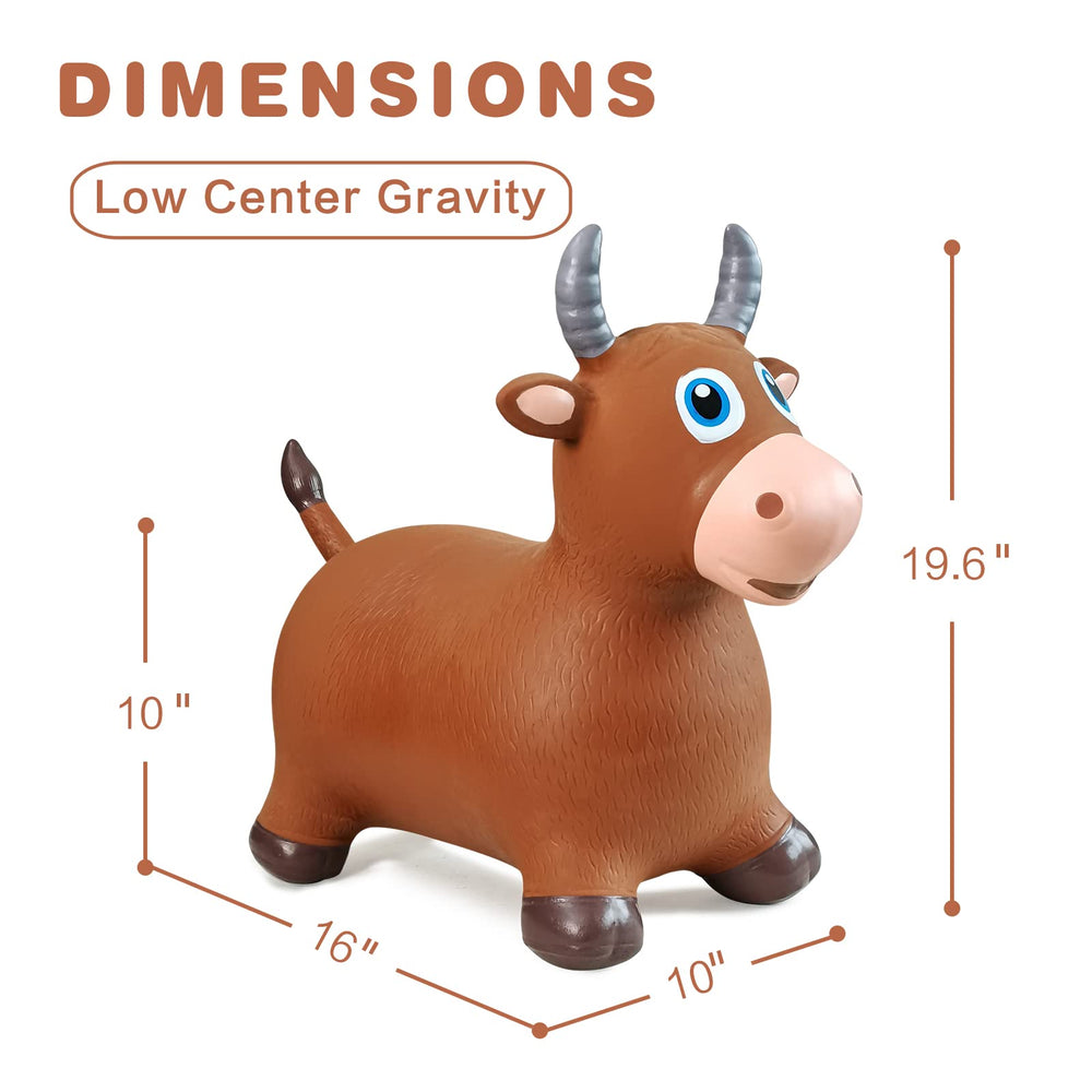 HotMax Bouncy Animal Hopper brown cow front view promoting balance and coordination.
