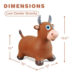 HotMax Bouncy Animal Hopper brown cow front view promoting balance and coordination.