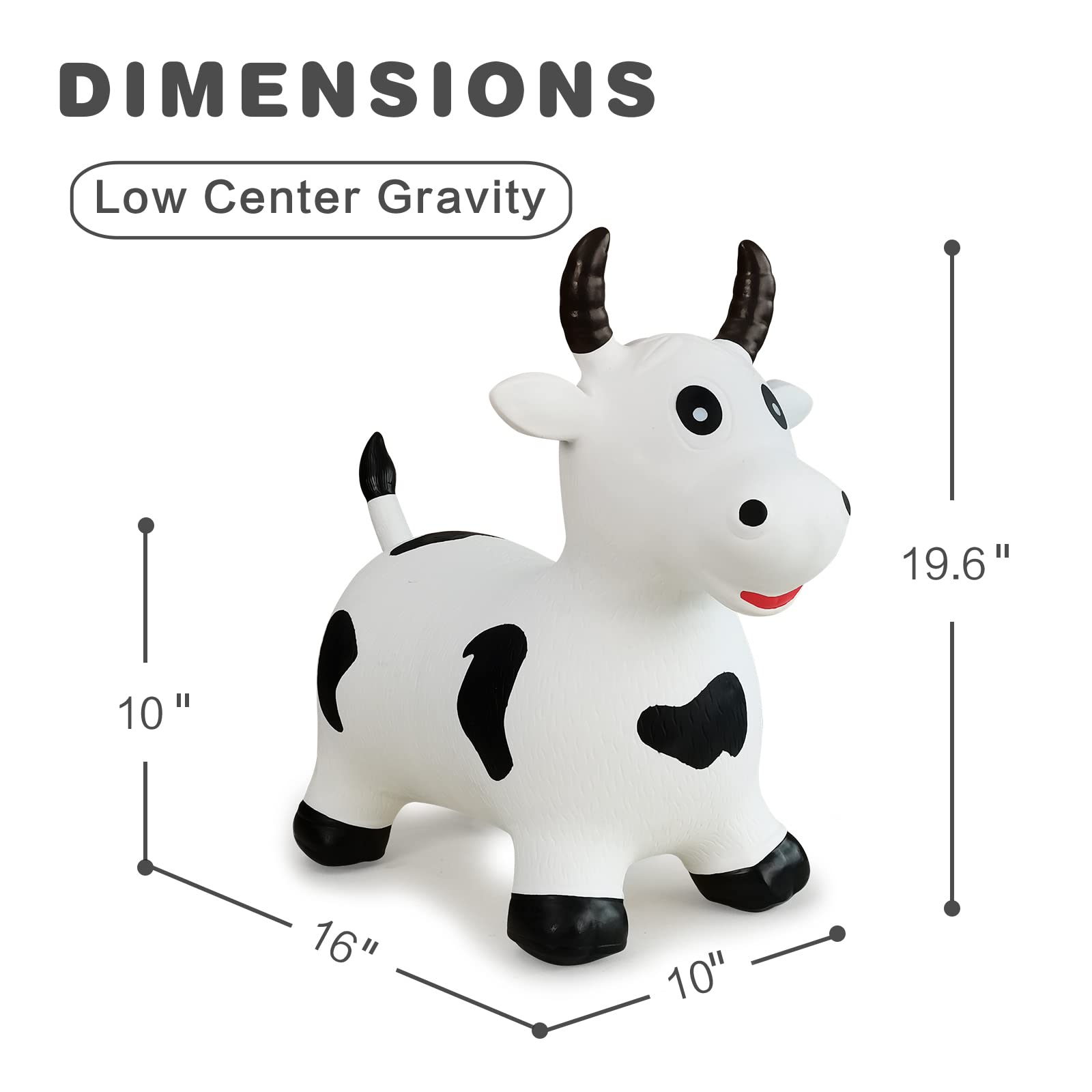 HotMax bouncy cow hopper deflated, ready for storage or travel