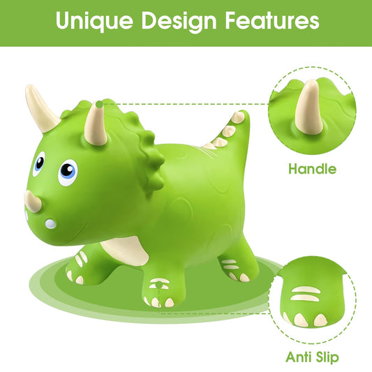 HotMax dinosaur bouncy horse front view to spark imaginative play and balance