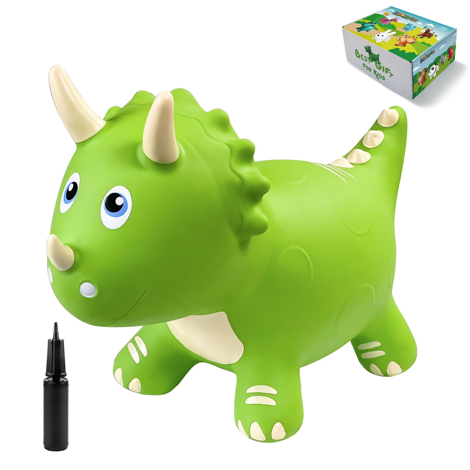 HotMax dinosaur bouncy horse packaging presents gift-ready excitement