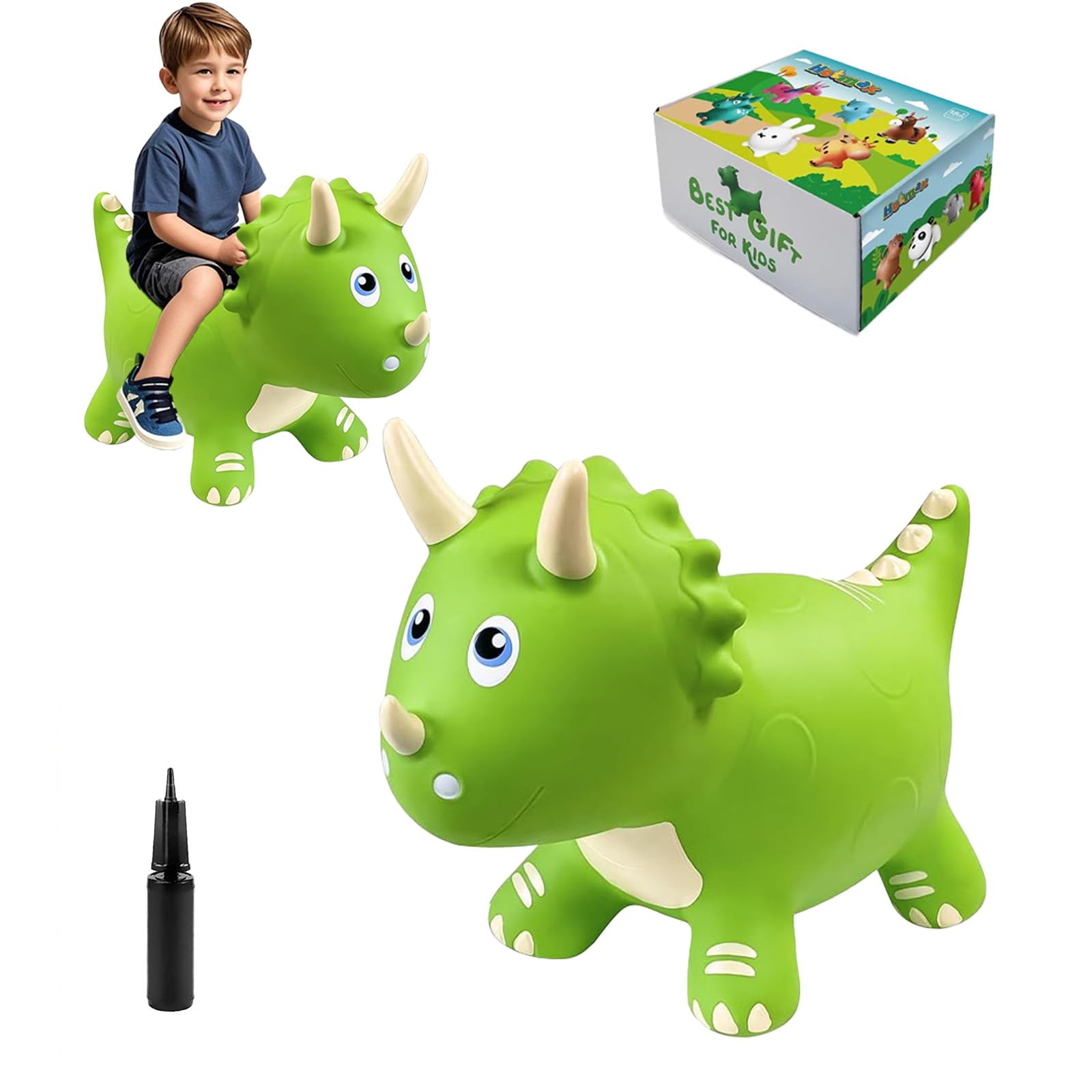 HotMax dinosaur bouncy horse side view for active indoor play and motor skills