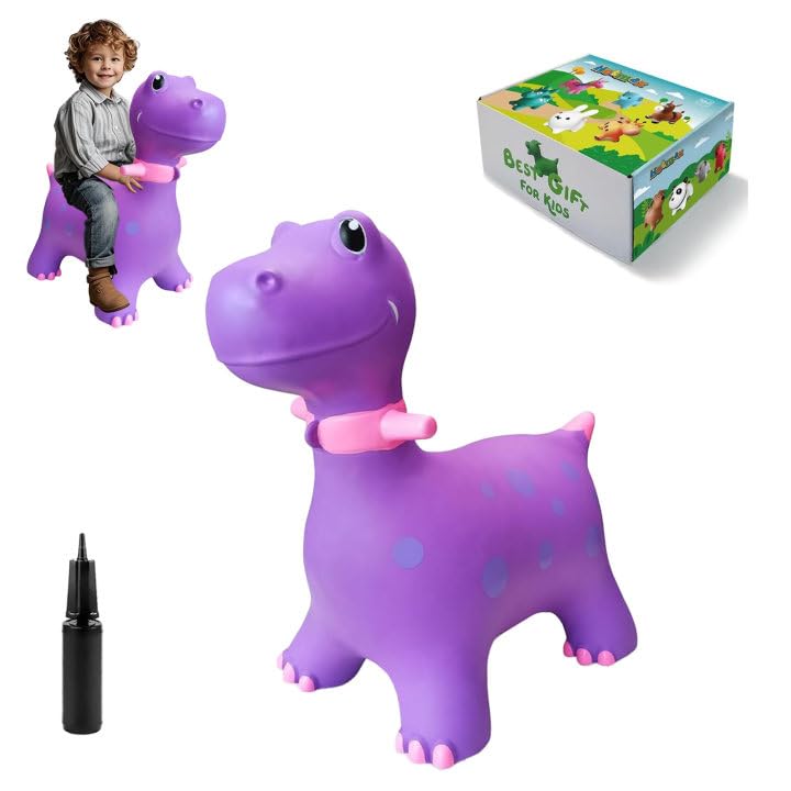 HotMax Dinosaur Hopper side view with safety handlebars for secure play.