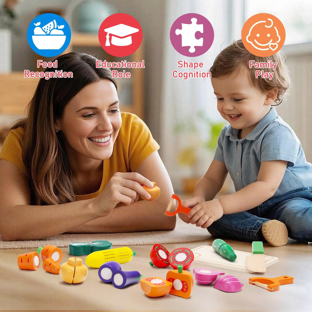 HOTMOODSY colorful veggie set supports color recognition during play.