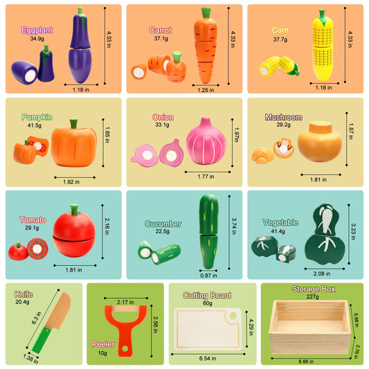HOTMOODSY wooden pretend knives and cutting board for realistic play.