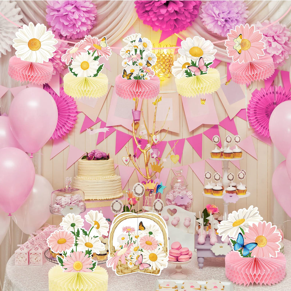 Hotop gender reveal daisy centerpiece sets a charming table mood.