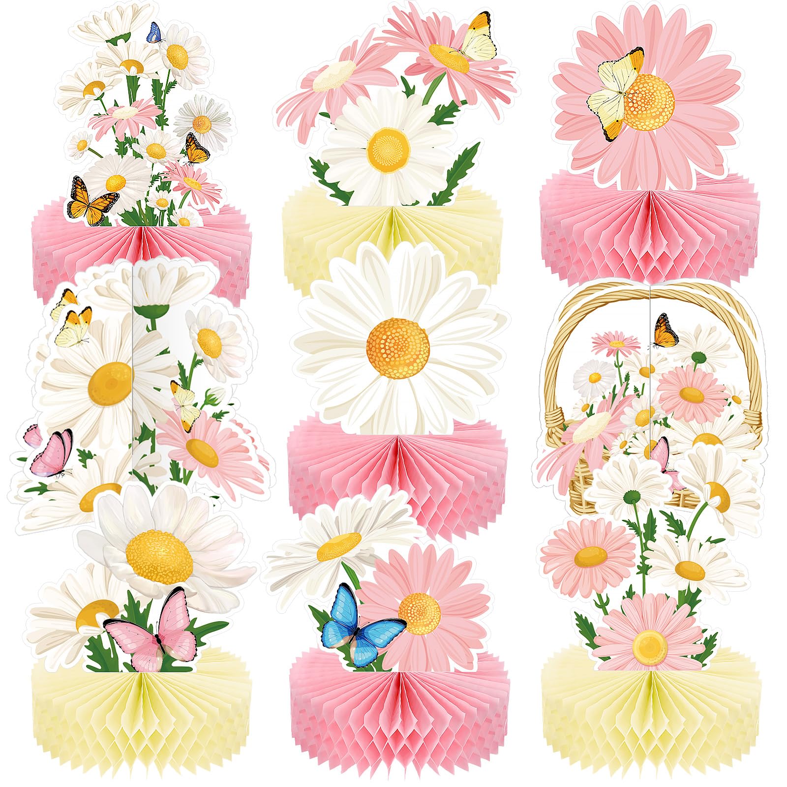 Hotop pink daisy honeycomb centerpiece for festive tables, ideal for birthdays.