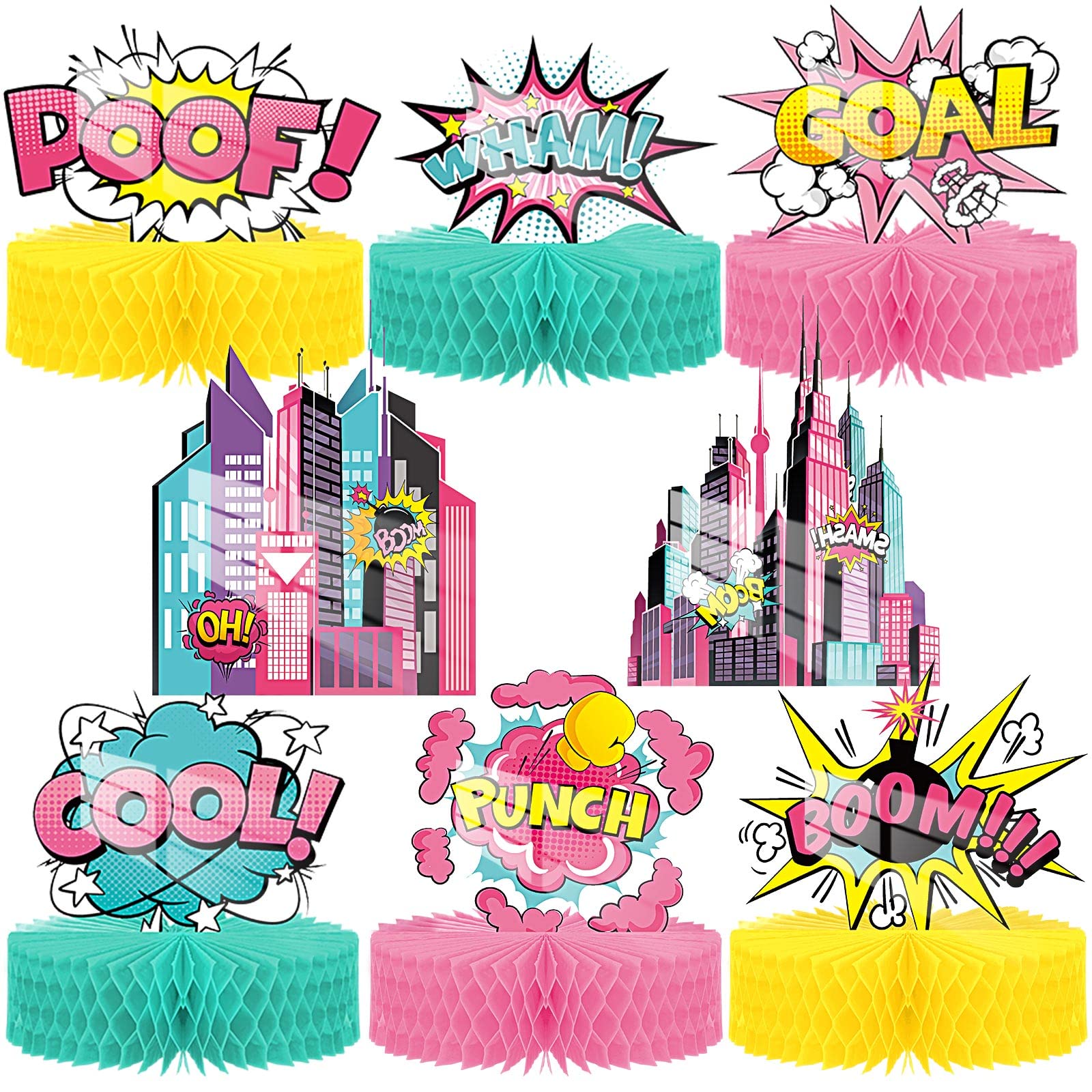 Hotop hero girl pink honeycomb decor for party centerpiece