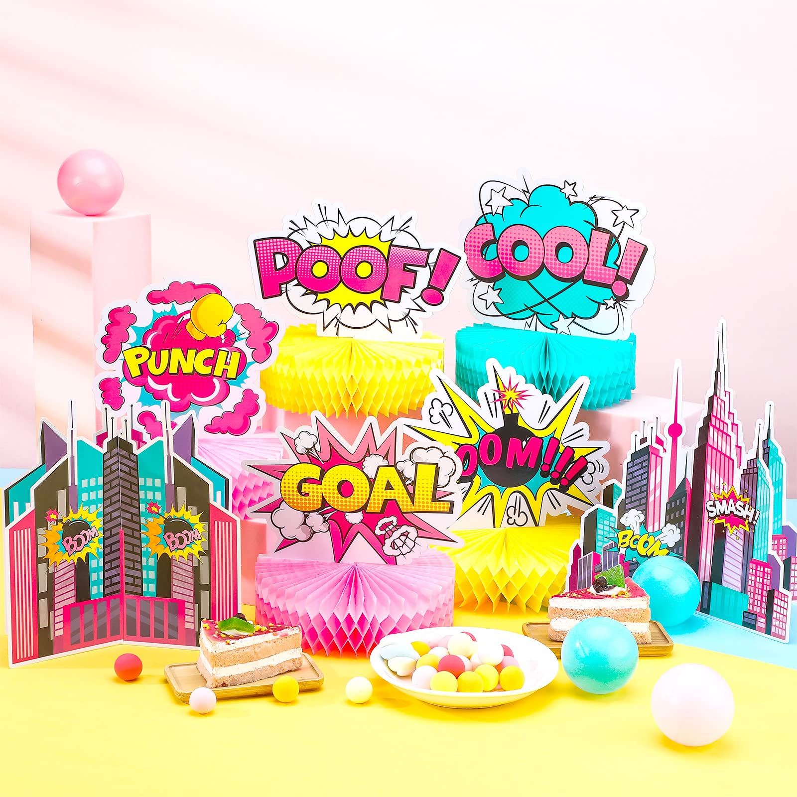 Hotop hero girl honeycomb decor pink variations on table