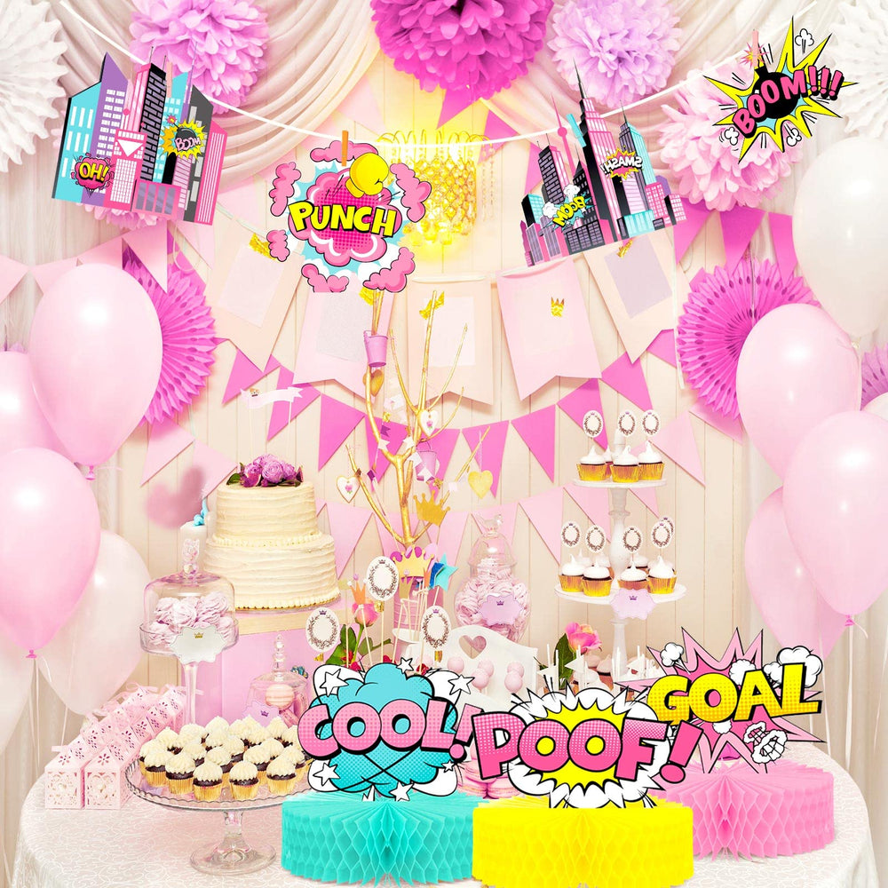 Hotop hero girl honeycomb table centerpiece display for party table