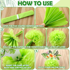 Hotop palm leaf honeycomb centerpiece complements Hawaiian decor