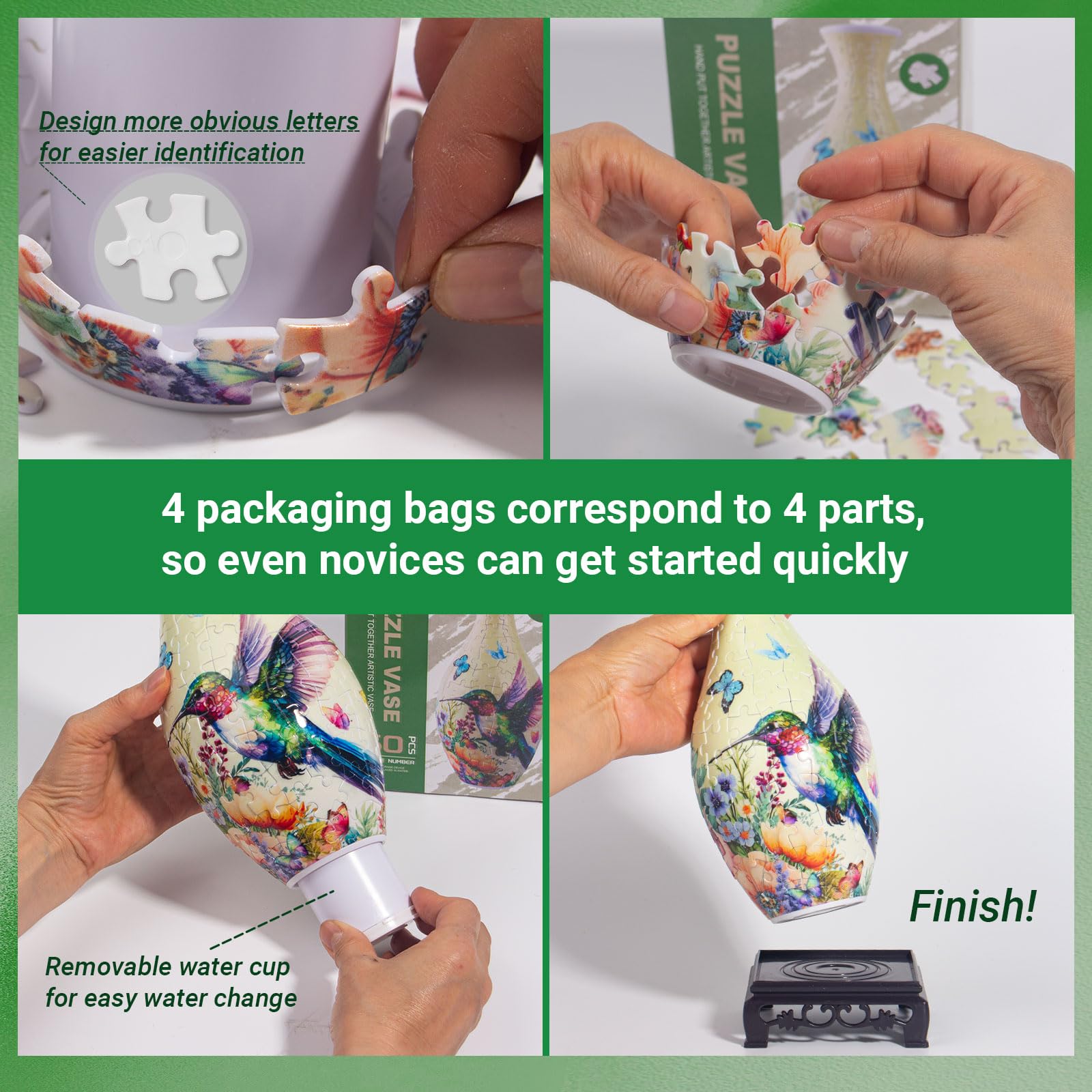 HOTPLACY 3D puzzle vase viewed from front, showcasing unique splicing design.