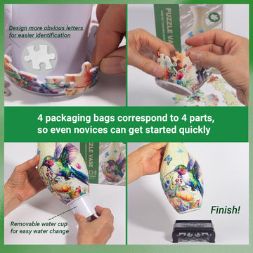 HOTPLACY 3D puzzle vase viewed from front, showcasing unique splicing design.