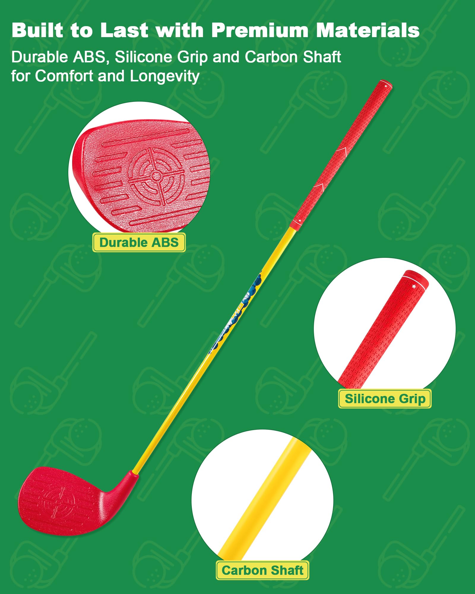 HOTWIND red golf clubs shown in backyard setup for casual rounds