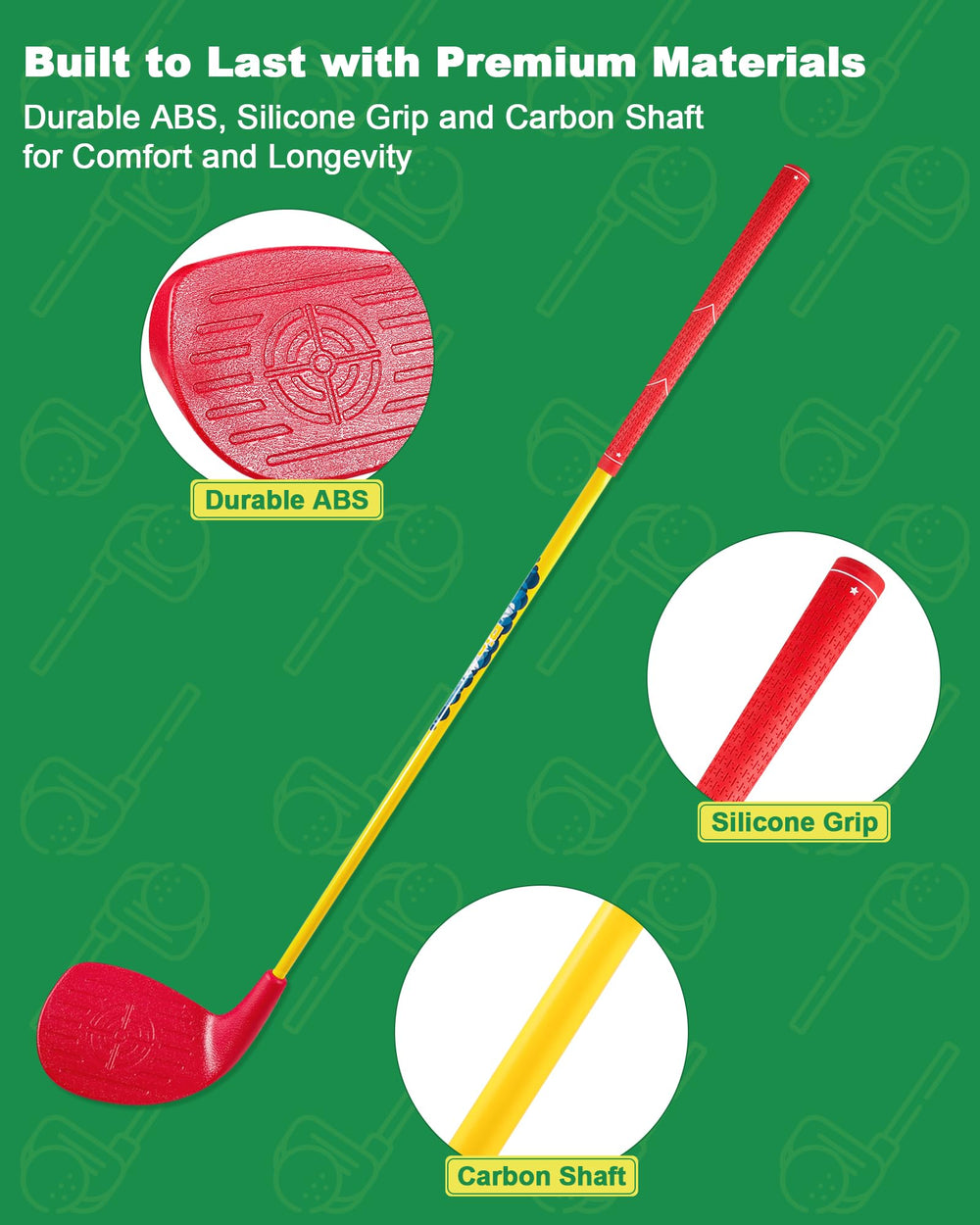 HOTWIND red golf clubs shown in backyard setup for casual rounds