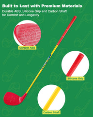 HOTWIND red golf clubs shown in backyard setup for casual rounds
