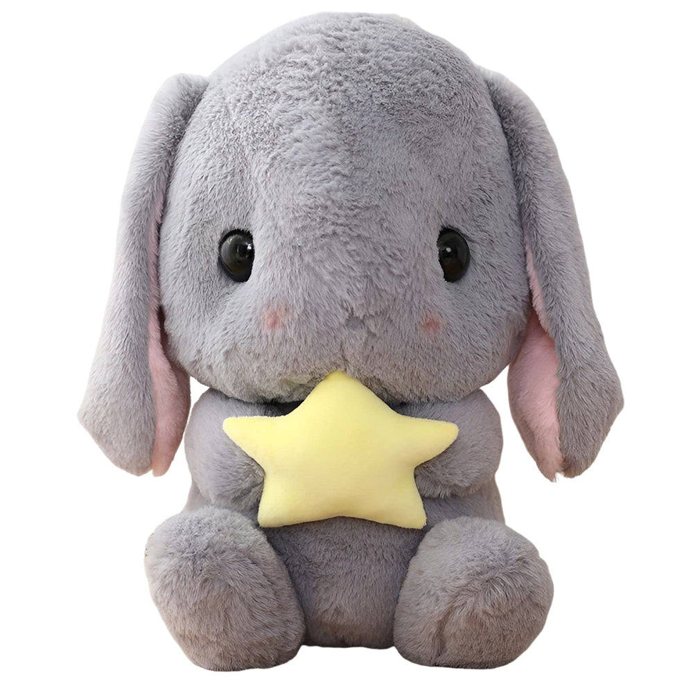 HOUPU Sitting Lop-Eared Rabbit gray-star plush for cozy bedtime cuddles