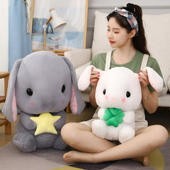 HOUPU gray-star close-up features soft fur and stitched smile