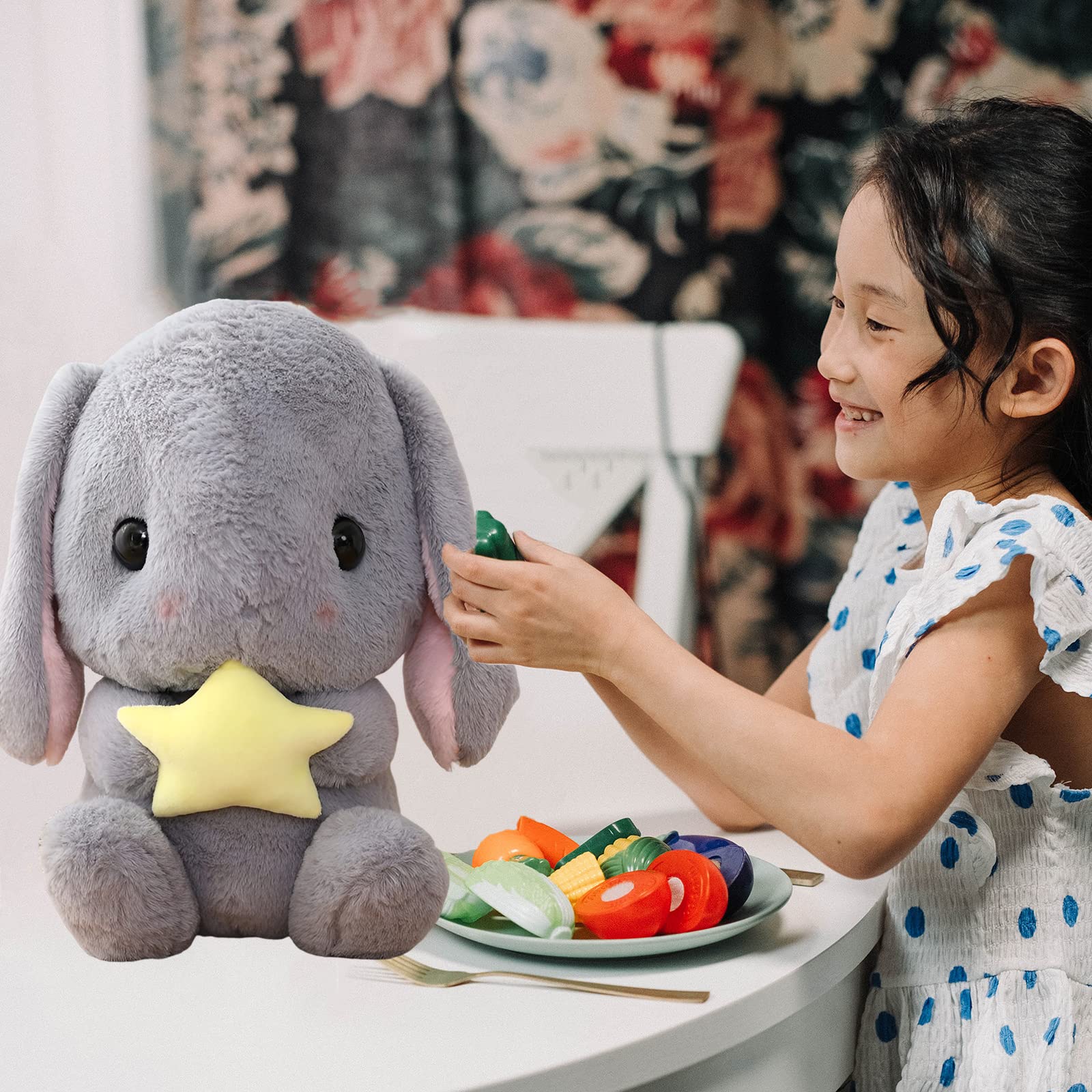HOUPU white-four-leaf-clover plush bunny adds whimsy to playtime