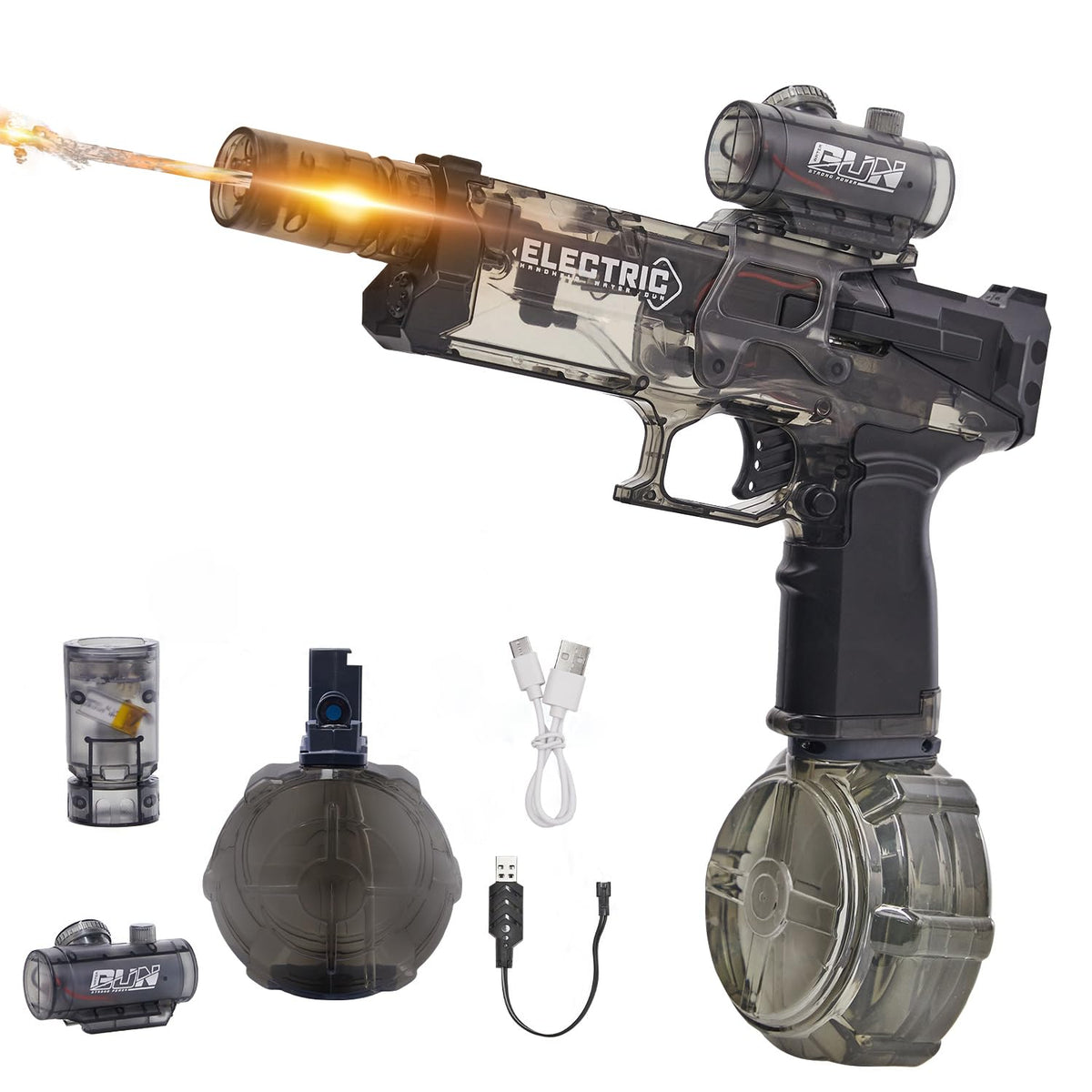Houscly electric water gun with LED muzzle flash for nighttime battles